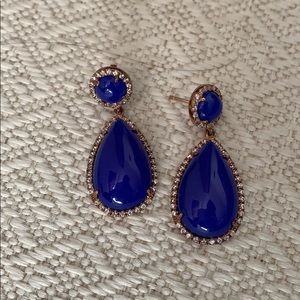 Cobalt blue with rhinestone trim earrings
